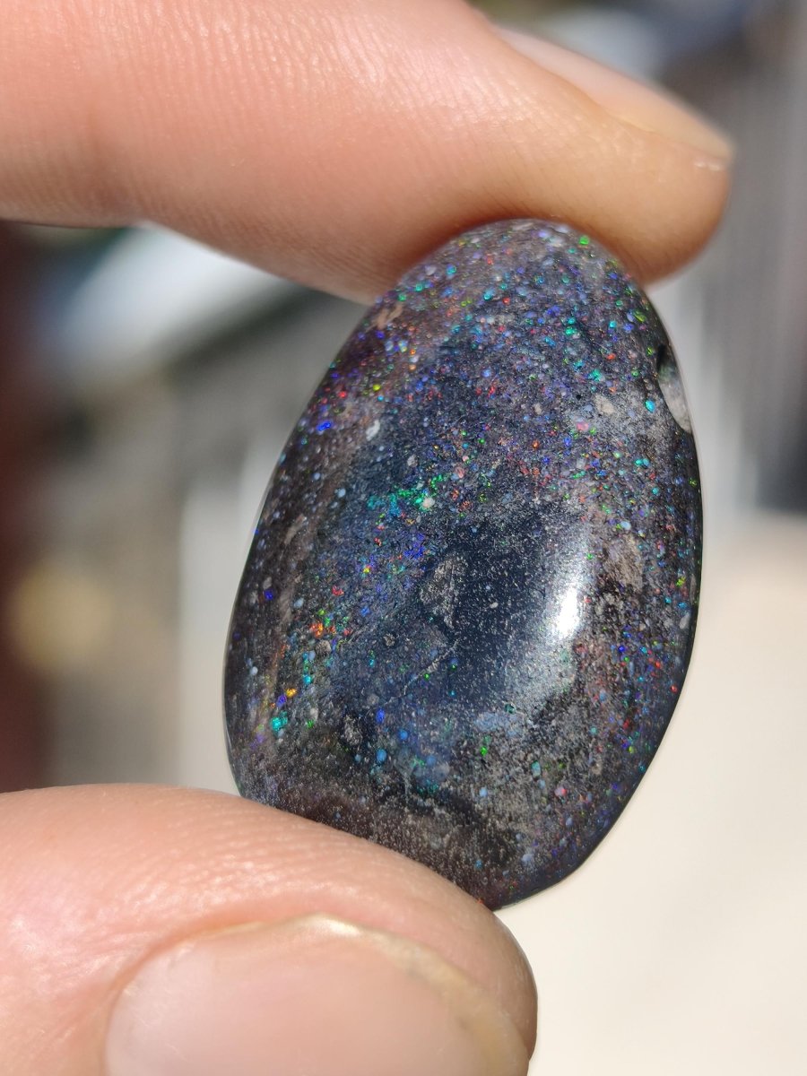 Black Opal - Edelstein Kette bunt funkelnd Rarität Natur Heilstein Energie Chakra Kristall Anhänger Mann Frau Kind Vater Geschenk Er Sie - Art of Nature Berlin