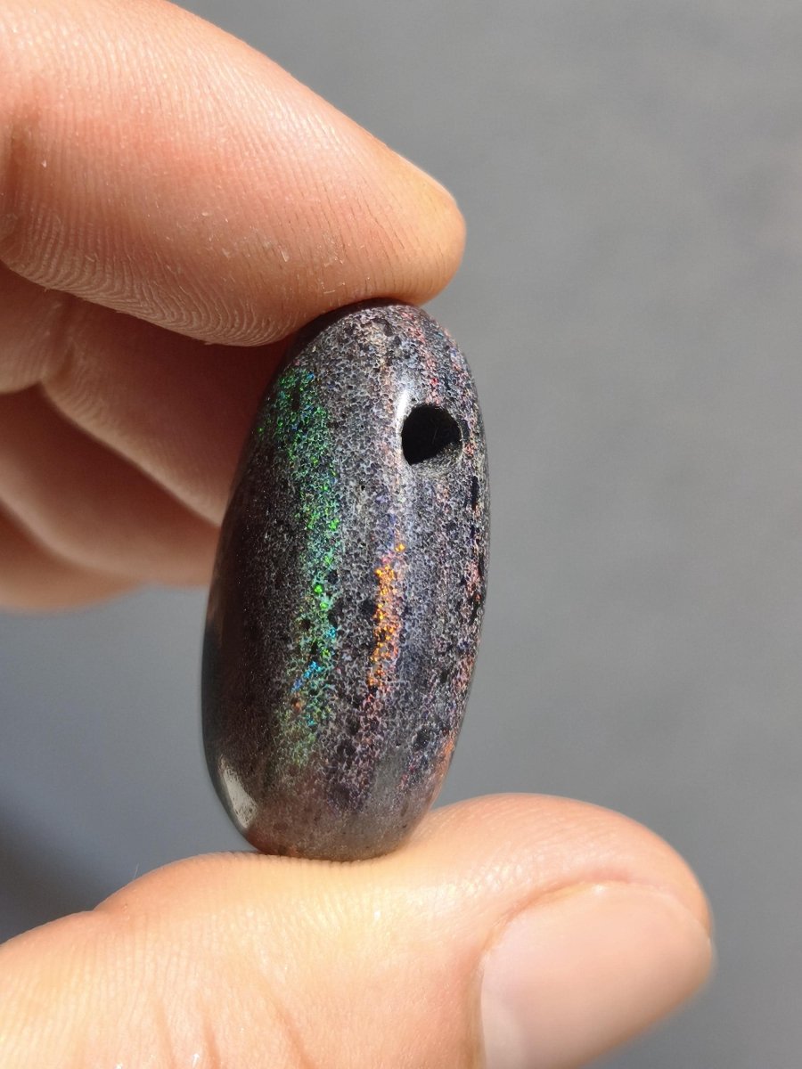 Black Opal - Edelstein Kette bunt funkelnd Rarität Natur Heilstein Energie Chakra Kristall Anhänger Mann Frau Kind Vater Geschenk Er Sie - Art of Nature Berlin
