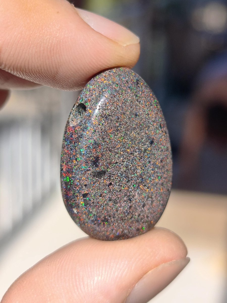 Black Opal - Edelstein Kette bunt funkelnd Rarität Natur Heilstein Energie Chakra Kristall Anhänger Mann Frau Kind Vater Geschenk Er Sie - Art of Nature Berlin