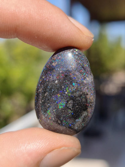 Black Opal - Edelstein Kette bunt funkelnd Rarität Natur Heilstein Energie Chakra Kristall Anhänger Mann Frau Kind Vater Geschenk Er Sie - Art of Nature Berlin