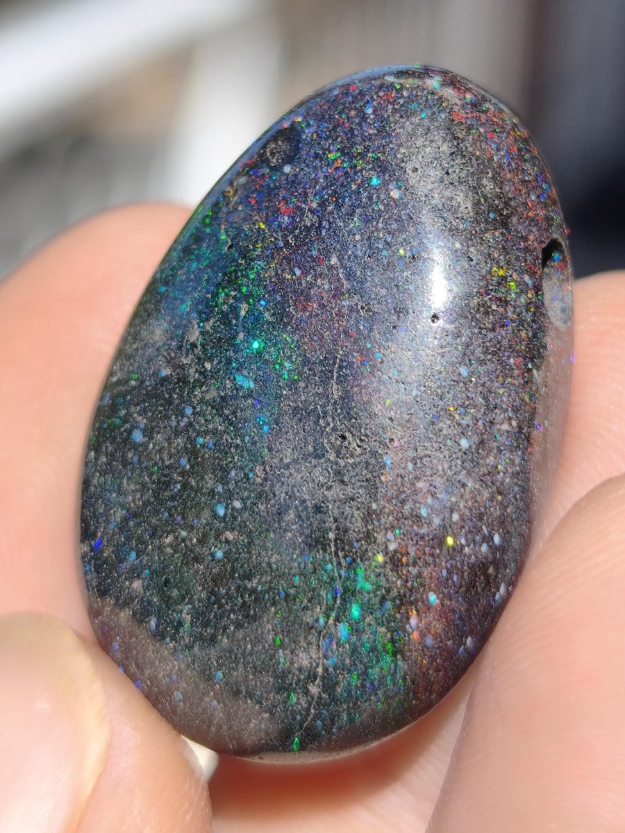 Black Opal - Edelstein Kette bunt funkelnd Rarität Natur Heilstein Energie Chakra Kristall Anhänger Mann Frau Kind Vater Geschenk Er Sie - Art of Nature Berlin