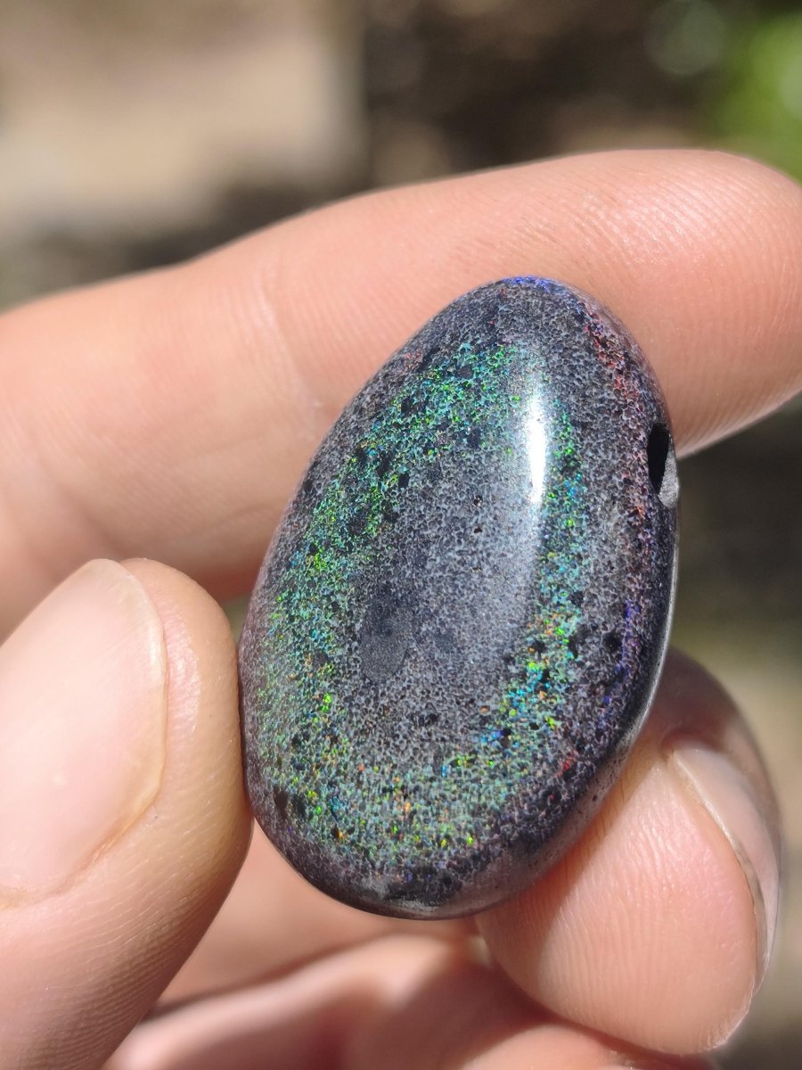 Black Opal - Edelstein Kette bunt funkelnd Rarität Natur Heilstein Energie Chakra Kristall Anhänger Mann Frau Kind Vater Geschenk Er Sie - Art of Nature Berlin