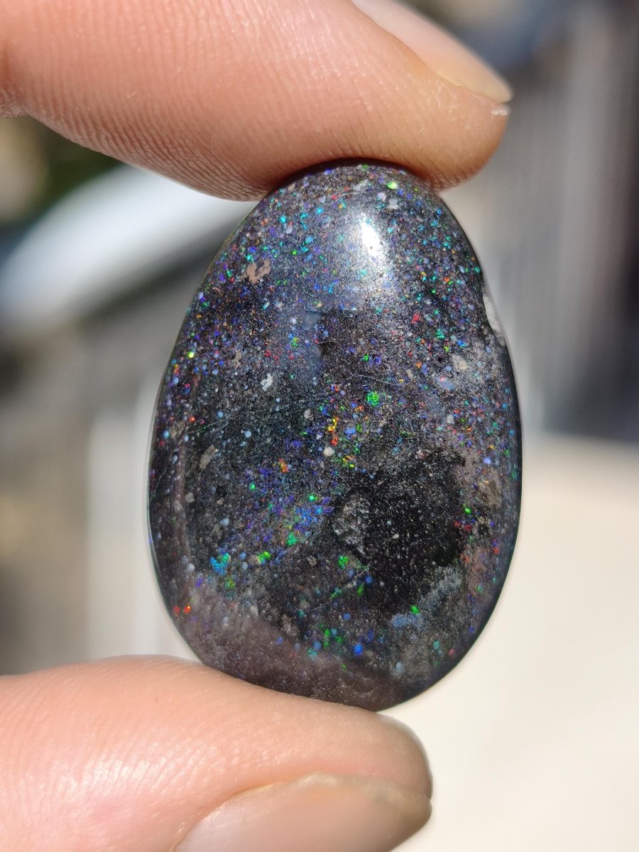 Black Opal - Edelstein Kette bunt funkelnd Rarität Natur Heilstein Energie Chakra Kristall Anhänger Mann Frau Kind Vater Geschenk Er Sie - Art of Nature Berlin