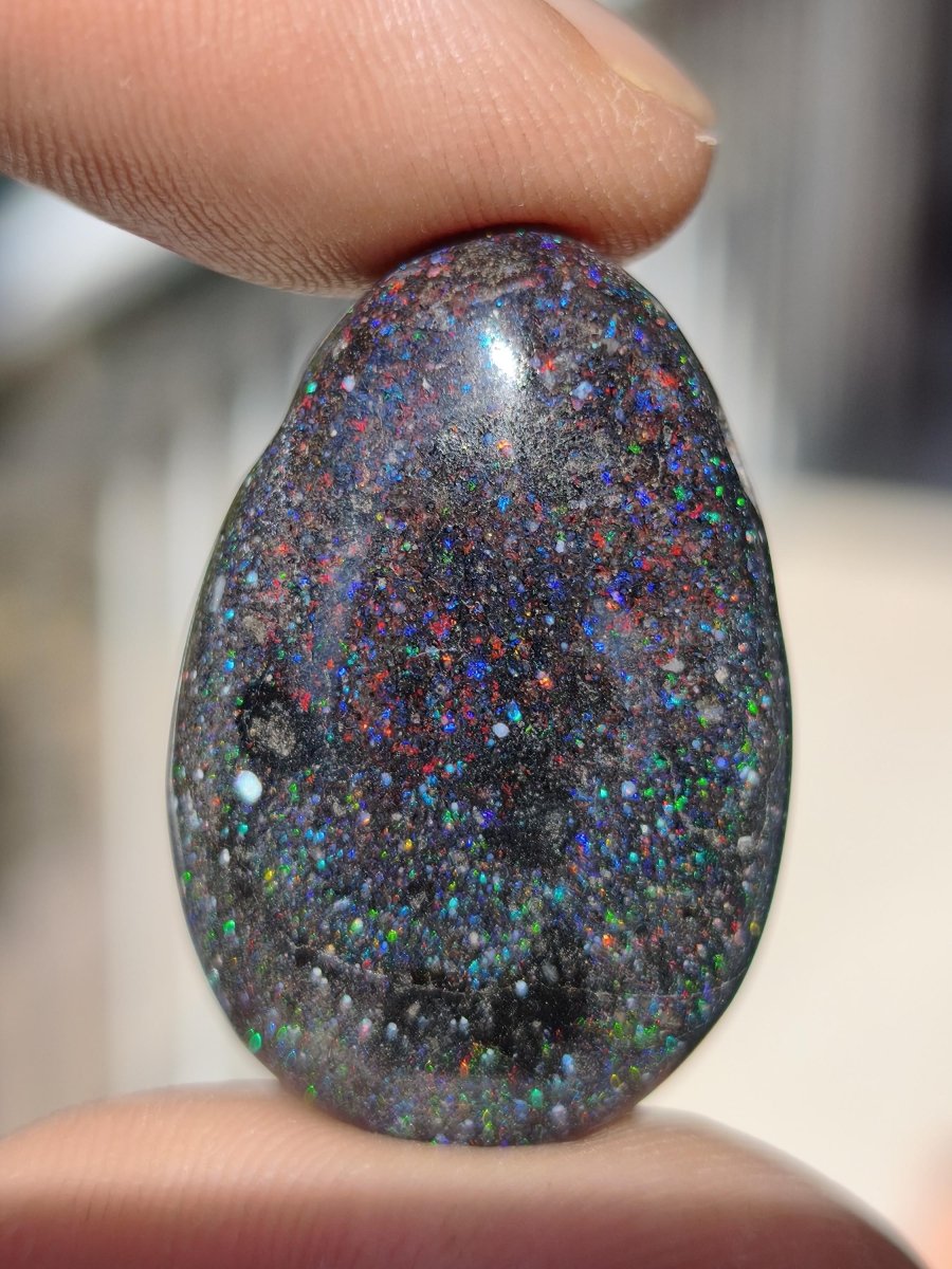 Black Opal - Edelstein Kette bunt funkelnd Rarität Natur Heilstein Energie Chakra Kristall Anhänger Mann Frau Kind Vater Geschenk Er Sie - Art of Nature Berlin