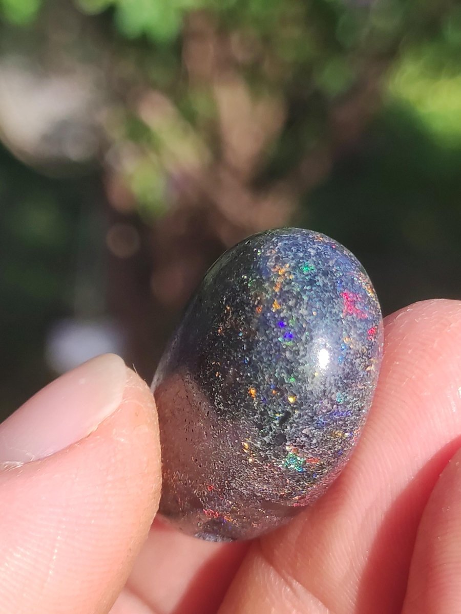 Black Opal - Edelstein Kette bunt funkelnd Rarität Natur Heilstein Energie Chakra Kristall Anhänger Mann Frau Kind Vater Geschenk Er Sie - Art of Nature Berlin