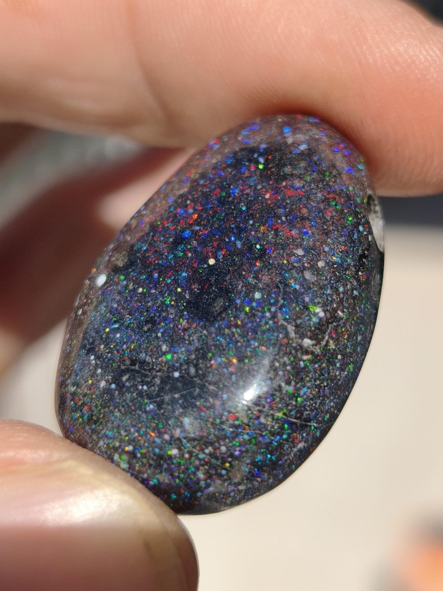 Black Opal - Edelstein Kette bunt funkelnd Rarität Natur Heilstein Energie Chakra Kristall Anhänger Mann Frau Kind Vater Geschenk Er Sie - Art of Nature Berlin