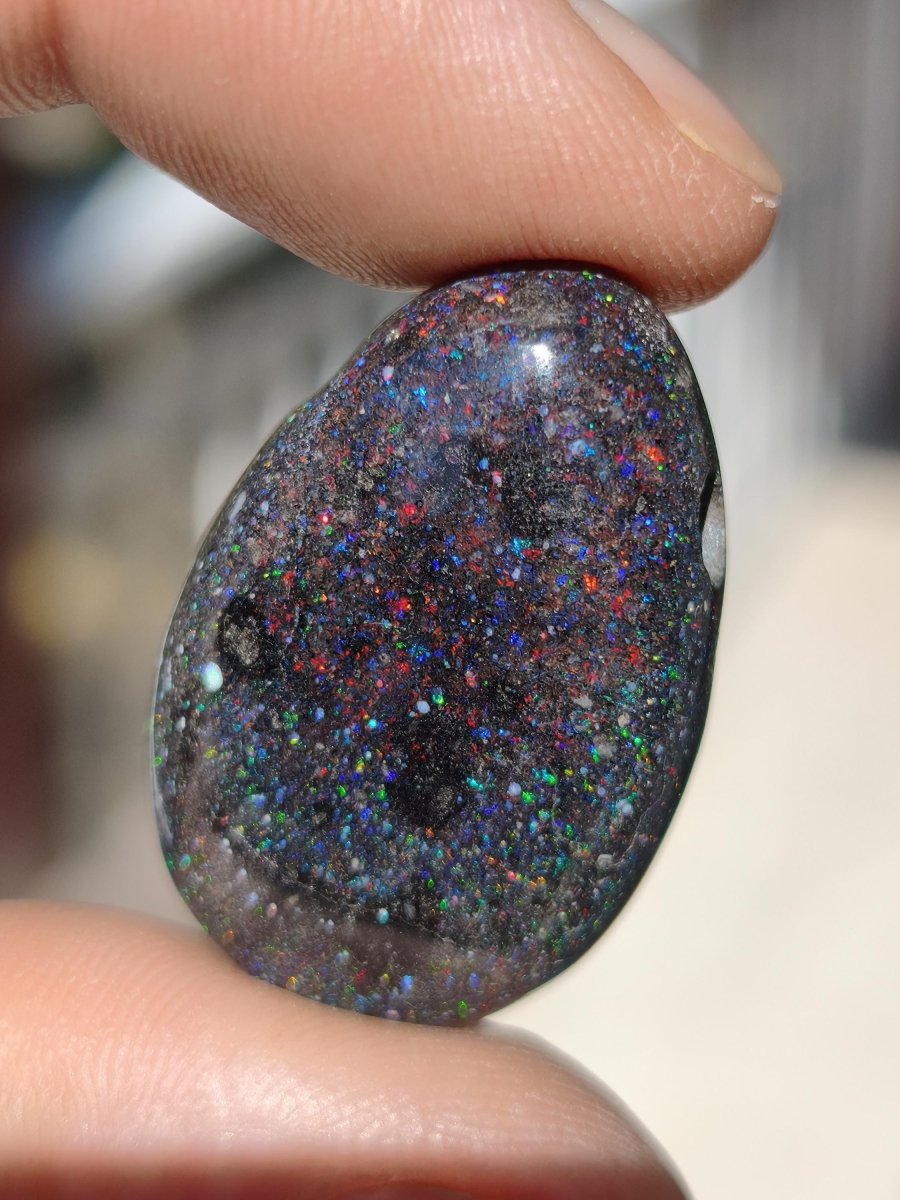 Black Opal - Edelstein Kette bunt funkelnd Rarität Natur Heilstein Energie Chakra Kristall Anhänger Mann Frau Kind Vater Geschenk Er Sie - Art of Nature Berlin