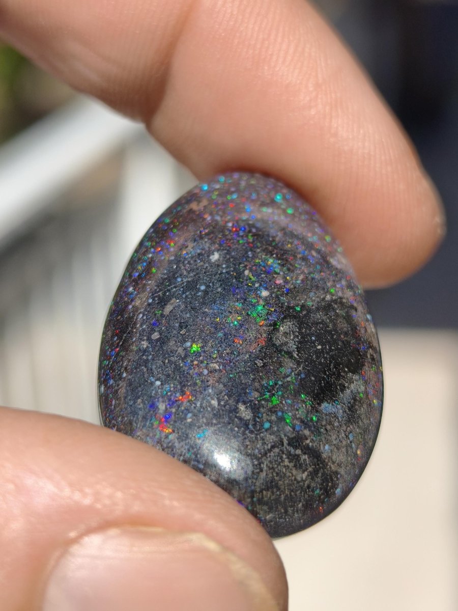 Black Opal - Edelstein Kette bunt funkelnd Rarität Natur Heilstein Energie Chakra Kristall Anhänger Mann Frau Kind Vater Geschenk Er Sie - Art of Nature Berlin