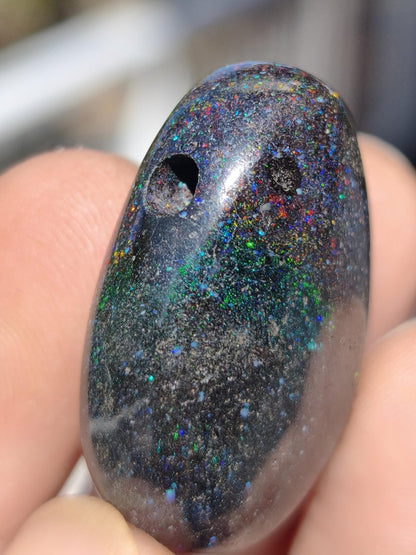 Black Opal - Edelstein Kette bunt funkelnd Rarität Natur Heilstein Energie Chakra Kristall Anhänger Mann Frau Kind Vater Geschenk Er Sie - Art of Nature Berlin
