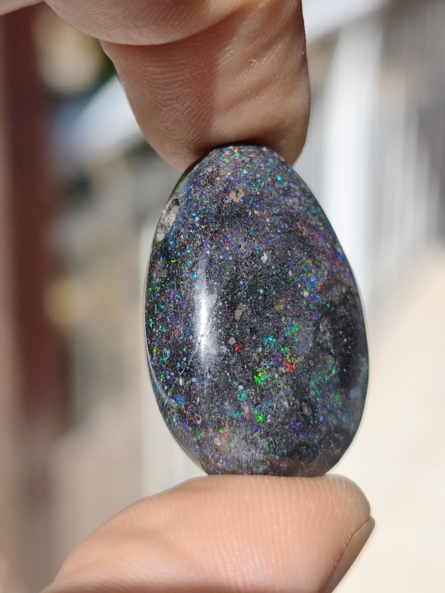 Black Opal - Edelstein Kette bunt funkelnd Rarität Natur Heilstein Energie Chakra Kristall Anhänger Mann Frau Kind Vater Geschenk Er Sie - Art of Nature Berlin