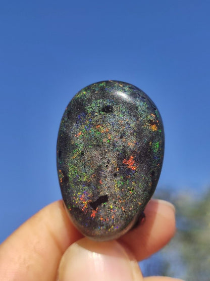 Black Opal - Edelstein Kette bunt funkelnd Rarität Natur Heilstein Energie Chakra Kristall Anhänger Mann Frau Kind Vater Geschenk Er Sie - Art of Nature Berlin