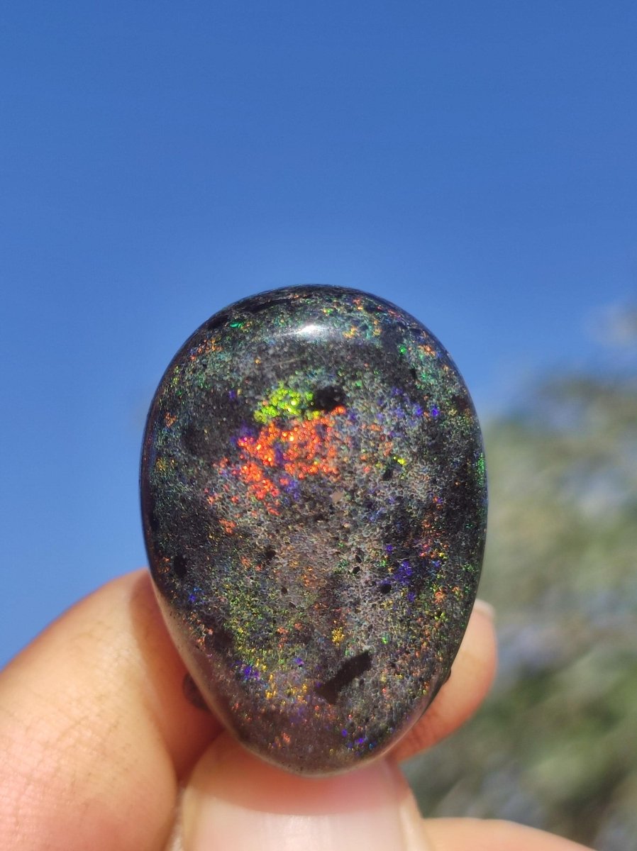 Black Opal - Edelstein Kette bunt funkelnd Rarität Natur Heilstein Energie Chakra Kristall Anhänger Mann Frau Kind Vater Geschenk Er Sie - Art of Nature Berlin
