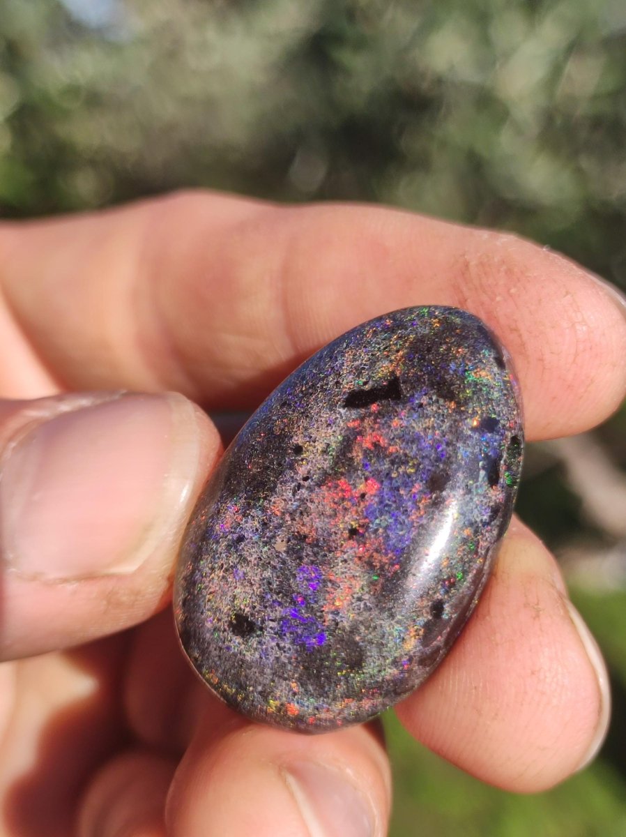 Black Opal - Edelstein Kette bunt funkelnd Rarität Natur Heilstein Energie Chakra Kristall Anhänger Mann Frau Kind Vater Geschenk Er Sie - Art of Nature Berlin