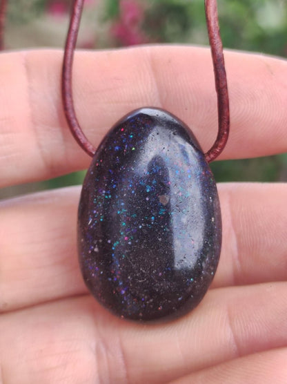 Black Opal - Edelstein Kette bunt funkelnd Rarität Natur Heilstein Energie Chakra Kristall Anhänger Mann Frau Kind Vater Geschenk Er Sie - Art of Nature Berlin