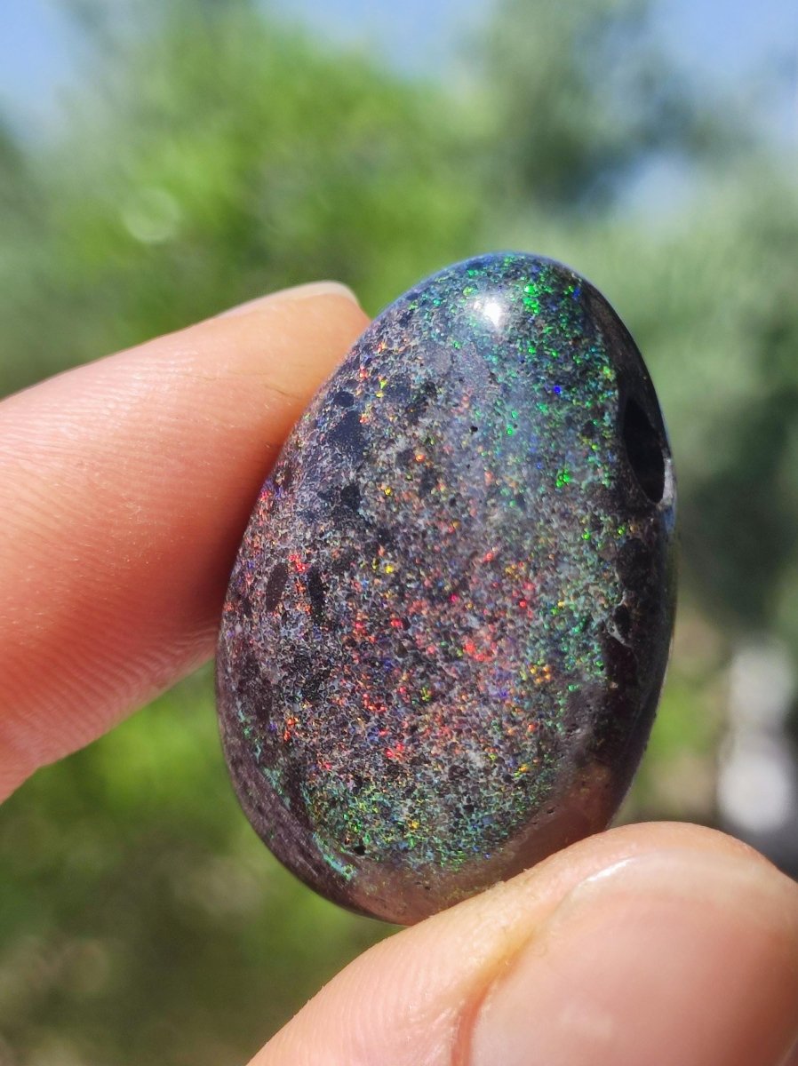 Black Opal - Edelstein Kette bunt funkelnd Rarität Natur Heilstein Energie Chakra Kristall Anhänger Mann Frau Kind Vater Geschenk Er Sie - Art of Nature Berlin