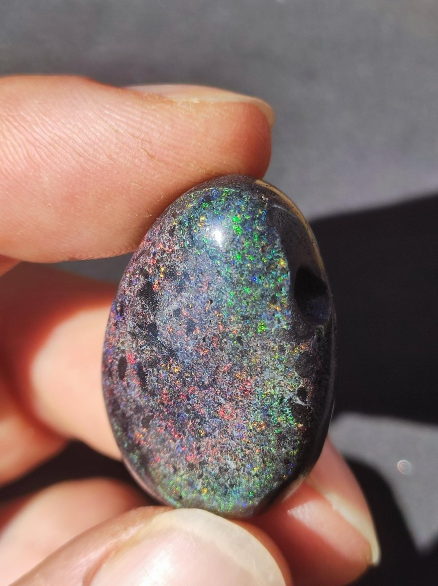 Black Opal - Edelstein Kette bunt funkelnd Rarität Natur Heilstein Energie Chakra Kristall Anhänger Mann Frau Kind Vater Geschenk Er Sie - Art of Nature Berlin