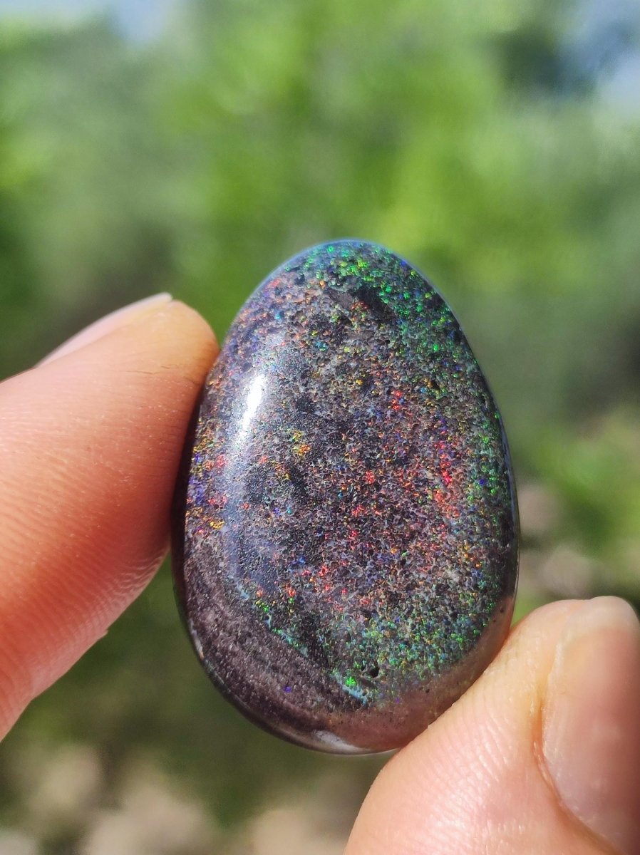 Black Opal - Edelstein Kette bunt funkelnd Rarität Natur Heilstein Energie Chakra Kristall Anhänger Mann Frau Kind Vater Geschenk Er Sie - Art of Nature Berlin