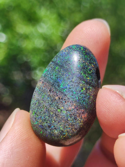Black Opal - Edelstein Kette bunt funkelnd Rarität Natur Heilstein Energie Chakra Kristall Anhänger Mann Frau Kind Vater Geschenk Er Sie - Art of Nature Berlin