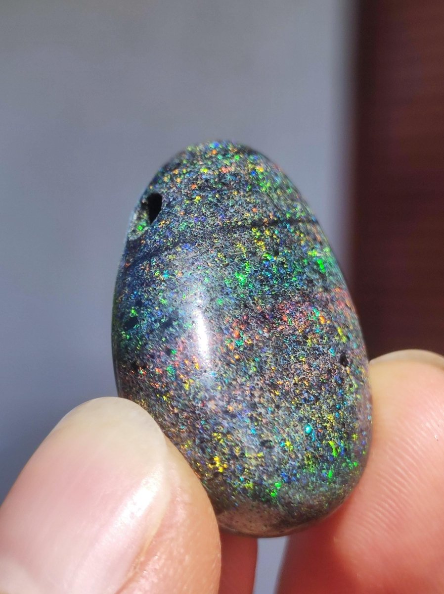 Black Opal - Edelstein Kette bunt funkelnd Rarität Natur Heilstein Energie Chakra Kristall Anhänger Mann Frau Kind Vater Geschenk Er Sie - Art of Nature Berlin