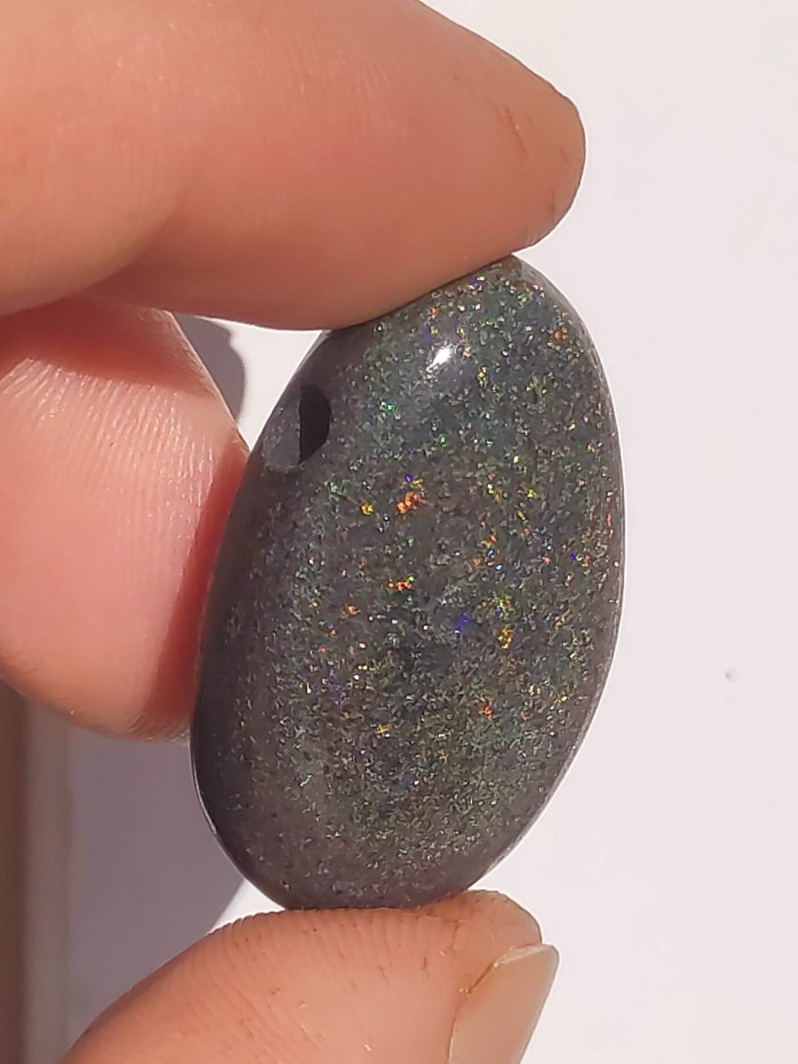 Black Opal - Edelstein Kette bunt funkelnd Rarität Natur Heilstein Energie Chakra Kristall Anhänger Mann Frau Kind Vater Geschenk Er Sie - Art of Nature Berlin