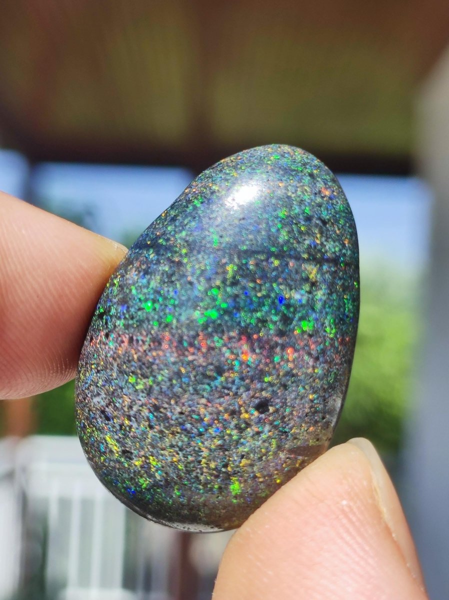 Black Opal - Edelstein Kette bunt funkelnd Rarität Natur Heilstein Energie Chakra Kristall Anhänger Mann Frau Kind Vater Geschenk Er Sie - Art of Nature Berlin
