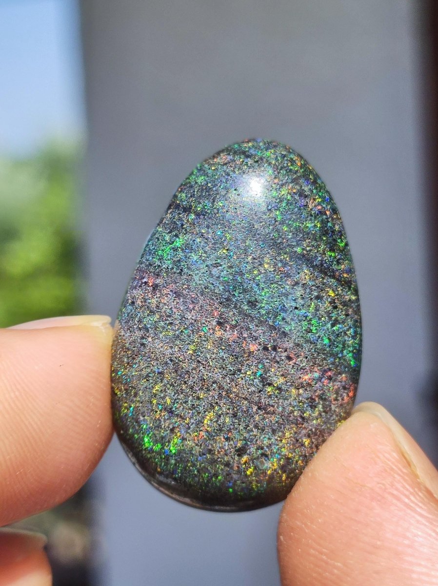 Black Opal - Edelstein Kette bunt funkelnd Rarität Natur Heilstein Energie Chakra Kristall Anhänger Mann Frau Kind Vater Geschenk Er Sie - Art of Nature Berlin