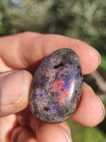 Black Opal - Edelstein Kette bunt funkelnd Rarität Natur Heilstein Energie Chakra Kristall Anhänger Mann Frau Kind Vater Geschenk Er Sie - Art of Nature Berlin