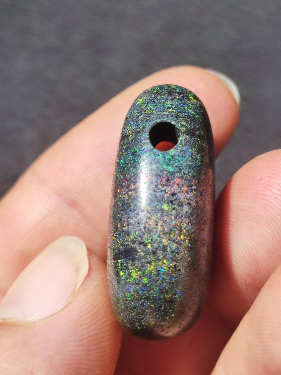 Black Opal - Edelstein Kette bunt funkelnd Rarität Natur Heilstein Energie Chakra Kristall Anhänger Mann Frau Kind Vater Geschenk Er Sie - Art of Nature Berlin