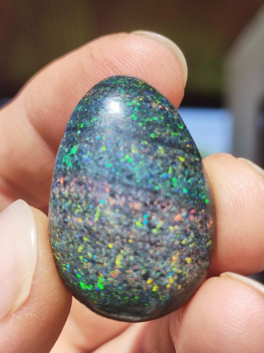 Black Opal - Edelstein Kette bunt funkelnd Rarität Natur Heilstein Energie Chakra Kristall Anhänger Mann Frau Kind Vater Geschenk Er Sie - Art of Nature Berlin