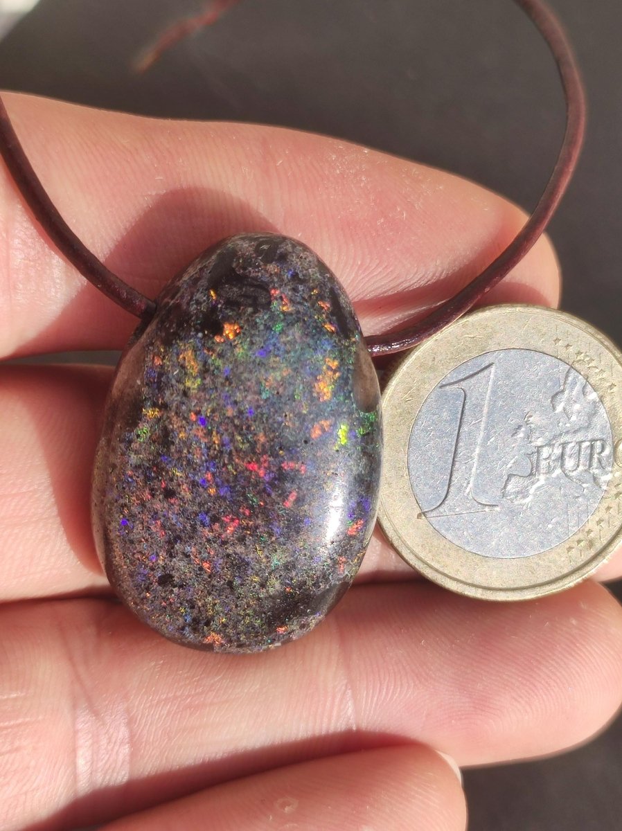 Black Opal - Edelstein Kette bunt funkelnd Rarität Natur Heilstein Energie Kristall Anhänger Mann Frau Kind Geschenk Er Sie Valentinstag - Art of Nature Berlin