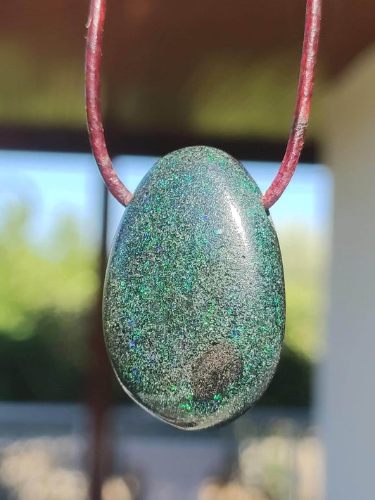 Black Opal - Edelstein Kette bunt funkelnd Rarität Natur Heilstein Energie Kristall Anhänger Mann Frau Kind Geschenk Er Sie Valentinstag - Art of Nature Berlin