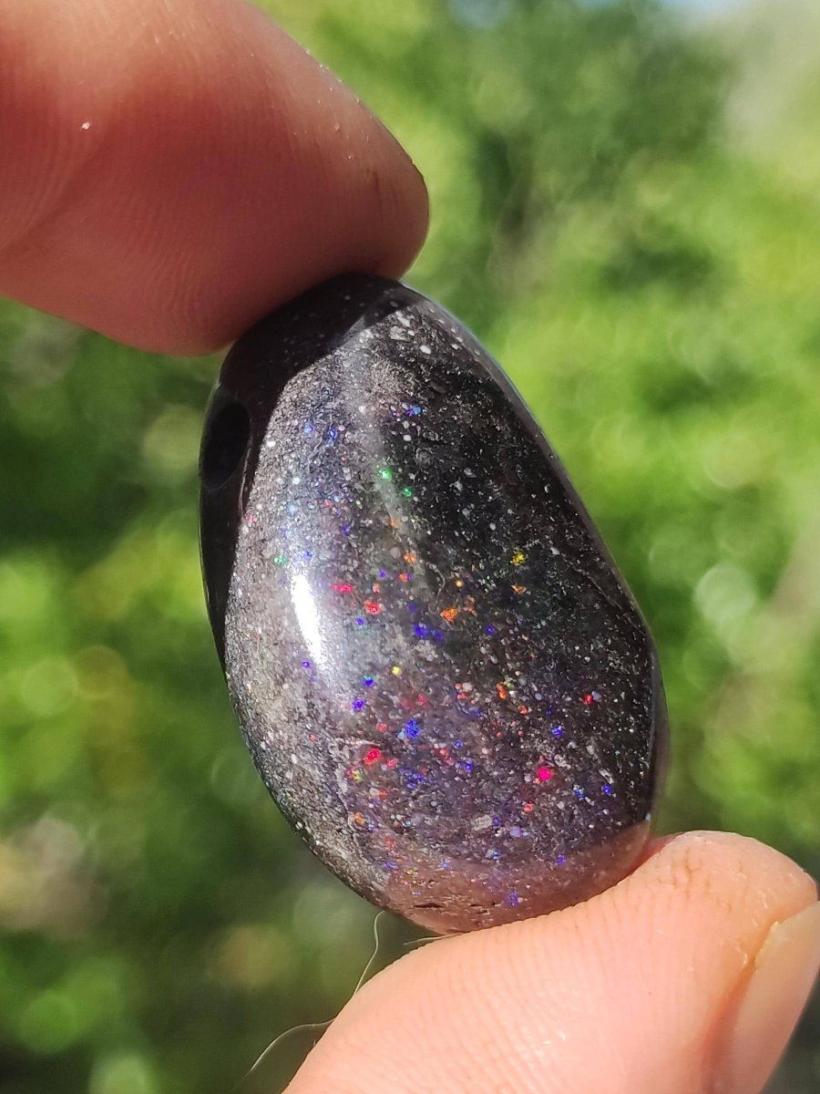 Black Opal - Edelstein Kette bunt funkelnd Rarität Natur Heilstein Energie Kristall Anhänger Mann Frau Kind Geschenk Er Sie Valentinstag - Art of Nature Berlin