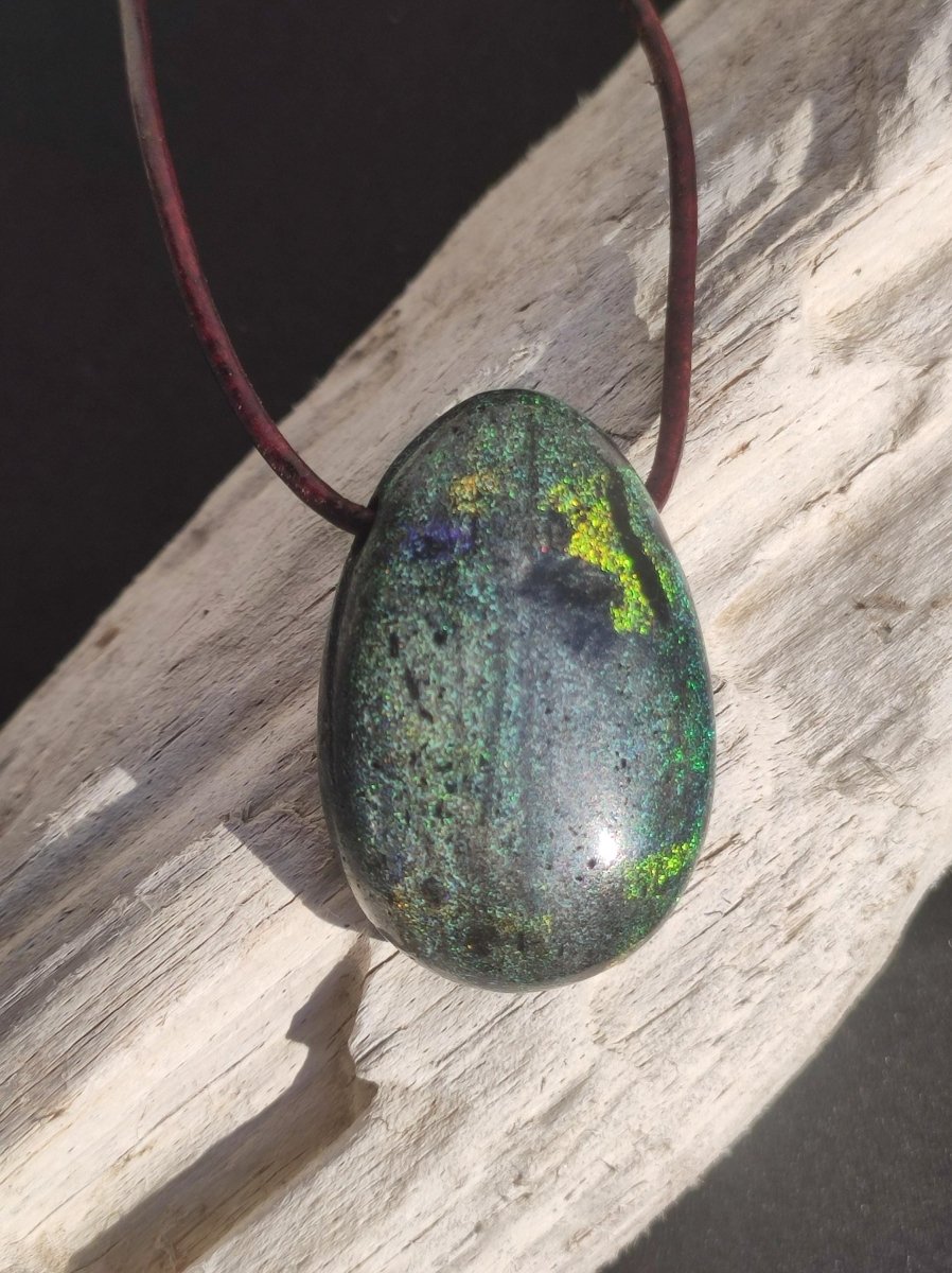 Black Opal - Edelstein Kette bunt funkelnd Rarität Natur Heilstein Energie Kristall Anhänger Mann Frau Kind Geschenk Er Sie Valentinstag - Art of Nature Berlin