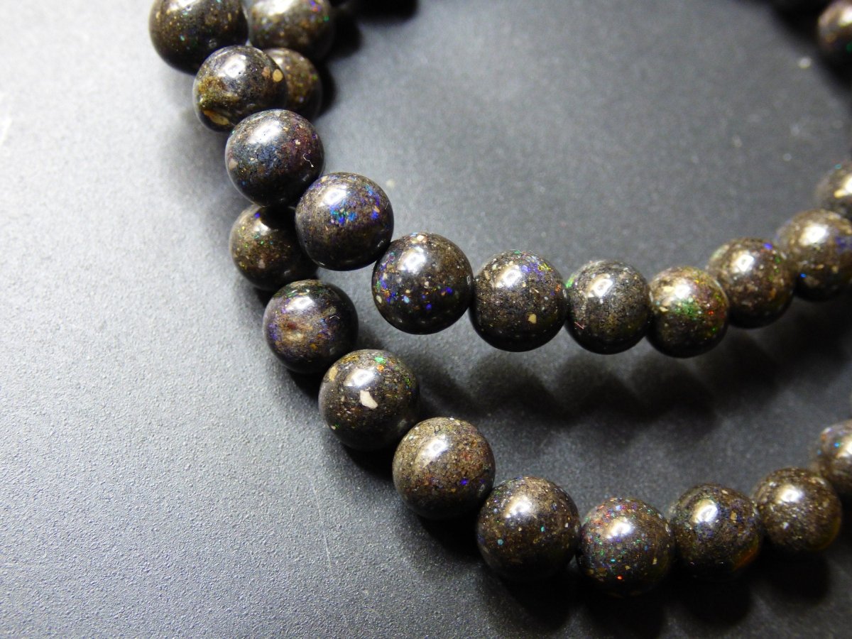 Black Opal *RARITÄT* Stretch Edelstein Armband GOA Hippie Boho Ethno Heilstein Frau Mann Geschenk Er Sie natürlich bunt funkelnd echt selten - Art of Nature Berlin