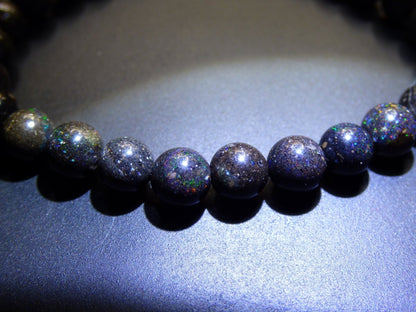 Black Opal *RARITÄT* Stretch Edelstein Armband GOA Hippie Boho Ethno Heilstein Frau Mann Geschenk Er Sie natürlich bunt funkelnd echt selten - Art of Nature Berlin