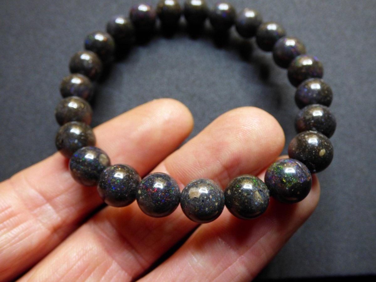 Black Opal *RARITÄT* Stretch Edelstein Armband GOA Hippie Boho Ethno Heilstein Frau Mann Geschenk Er Sie natürlich bunt funkelnd echt selten - Art of Nature Berlin