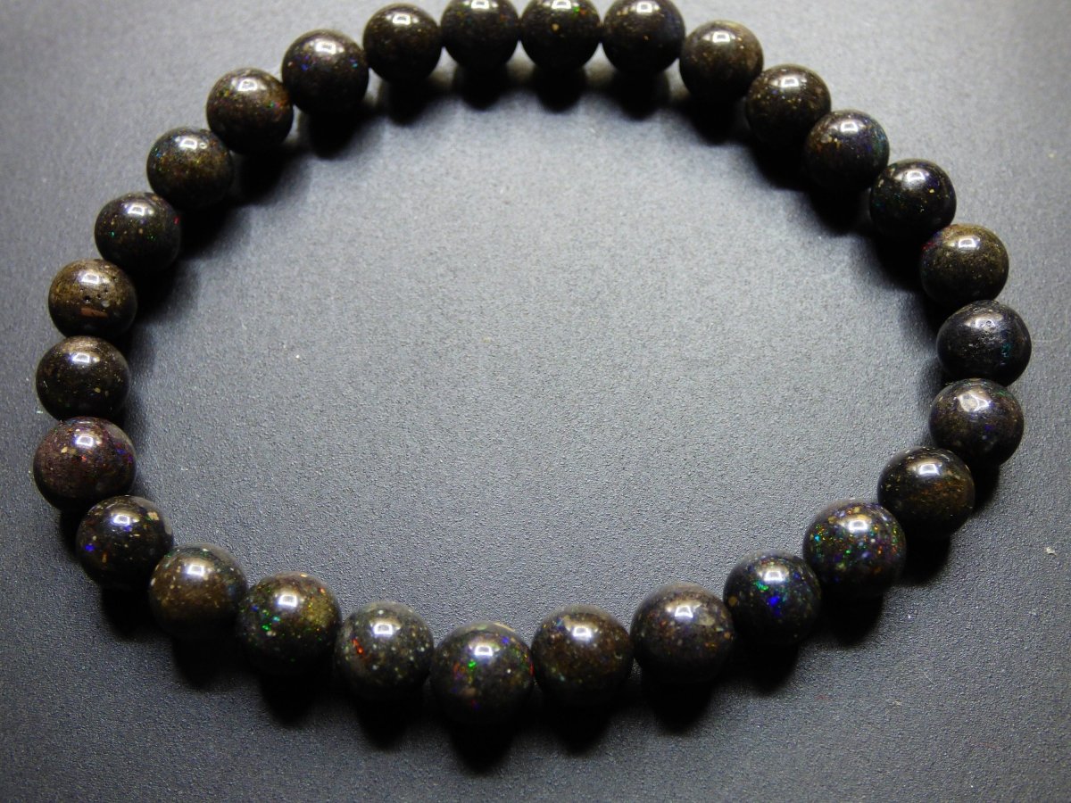 Black Opal *RARITÄT* Stretch Edelstein Armband GOA Hippie Boho Ethno Heilstein Frau Mann Geschenk Er Sie natürlich bunt funkelnd echt selten - Art of Nature Berlin