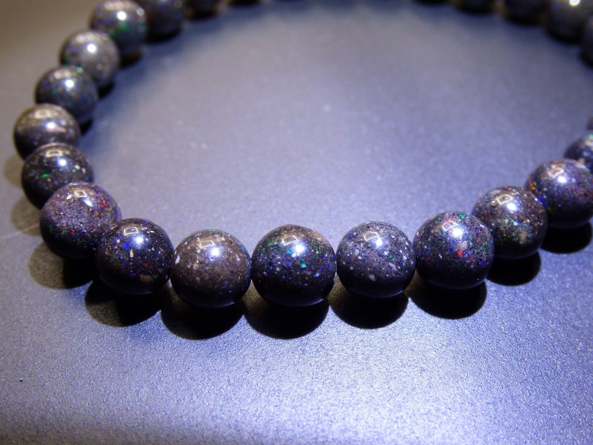 Black Opal *RARITÄT* Stretch Edelstein Armband GOA Hippie Boho Ethno Heilstein Frau Mann Geschenk Er Sie natürlich bunt funkelnd echt selten - Art of Nature Berlin