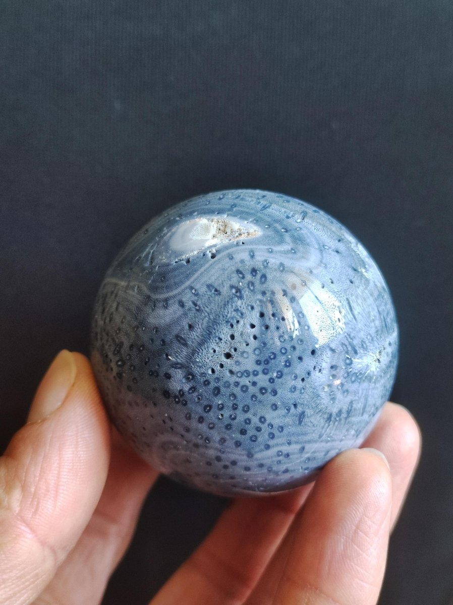 Blaue Koralle *Rarität - Edelstein Kugel Deko Sphere Kristall Sammler Meditation Heilstein Frau Mann Geschenk Er Sie Haus Energie Unikat - Art of Nature Berlin