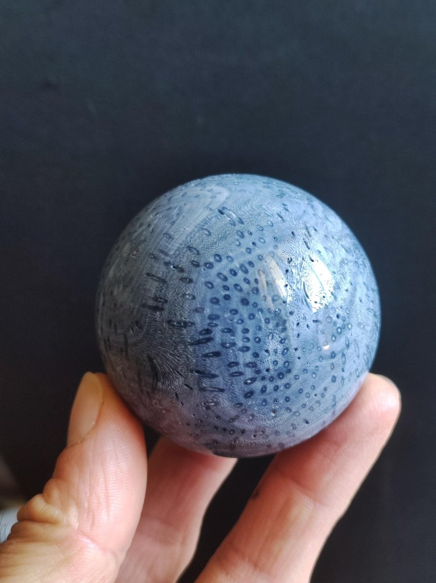 Blaue Koralle *Rarität - Edelstein Kugel Deko Sphere Kristall Sammler Meditation Heilstein Frau Mann Geschenk Er Sie Haus Energie Unikat - Art of Nature Berlin