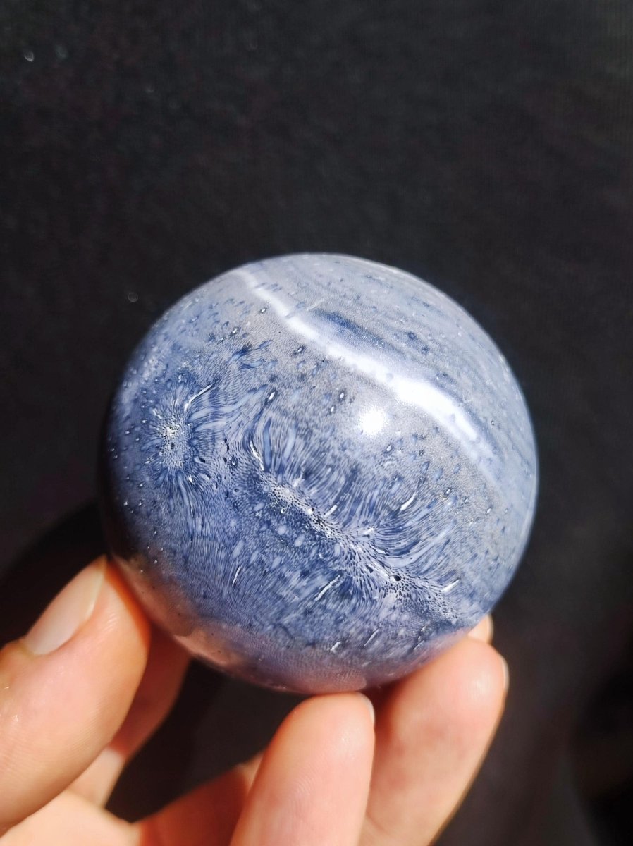 Blaue Koralle *Rarität - Edelstein Kugel Deko Sphere Kristall Sammler Meditation Heilstein Frau Mann Geschenk Er Sie Haus Energie Unikat - Art of Nature Berlin