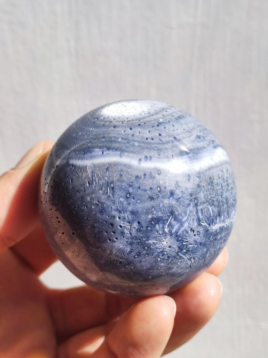 Blaue Koralle *Rarität - Edelstein Kugel Deko Sphere Kristall Sammler Meditation Heilstein Frau Mann Geschenk Er Sie Haus Energie Unikat - Art of Nature Berlin