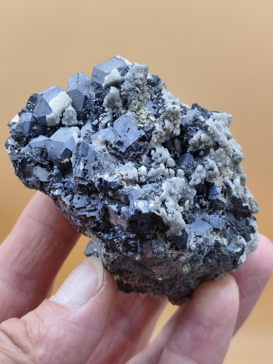 Bleiglanz Galenit mit Zinkblende, Pyrit & Calcit – Madan, Bulgarien – 308 g Mehrmineral Stufe Kristall Sammler Mineralien Geschenk Unikat - Art of Nature Berlin