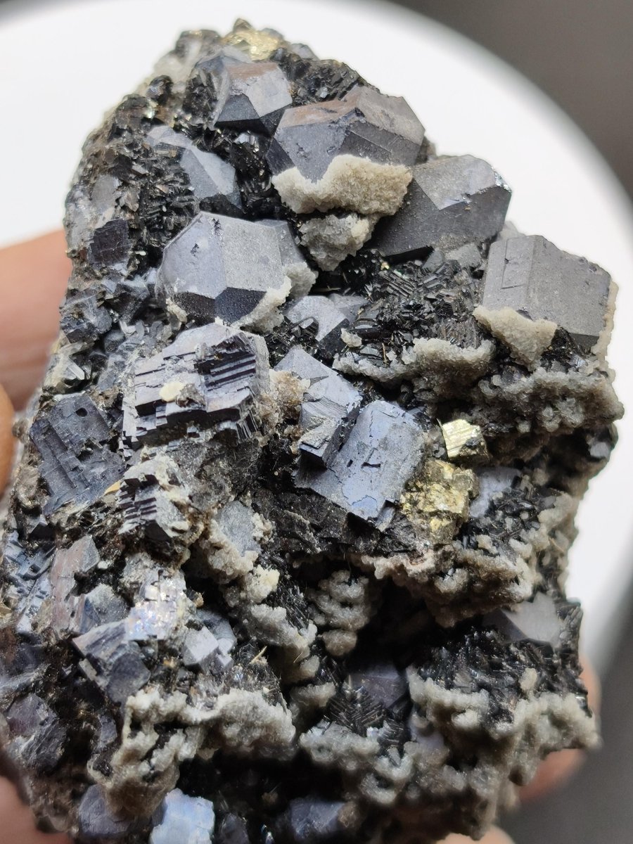 Bleiglanz Galenit mit Zinkblende, Pyrit & Calcit – Madan, Bulgarien – 308 g Mehrmineral Stufe Kristall Sammler Mineralien Geschenk Unikat - Art of Nature Berlin