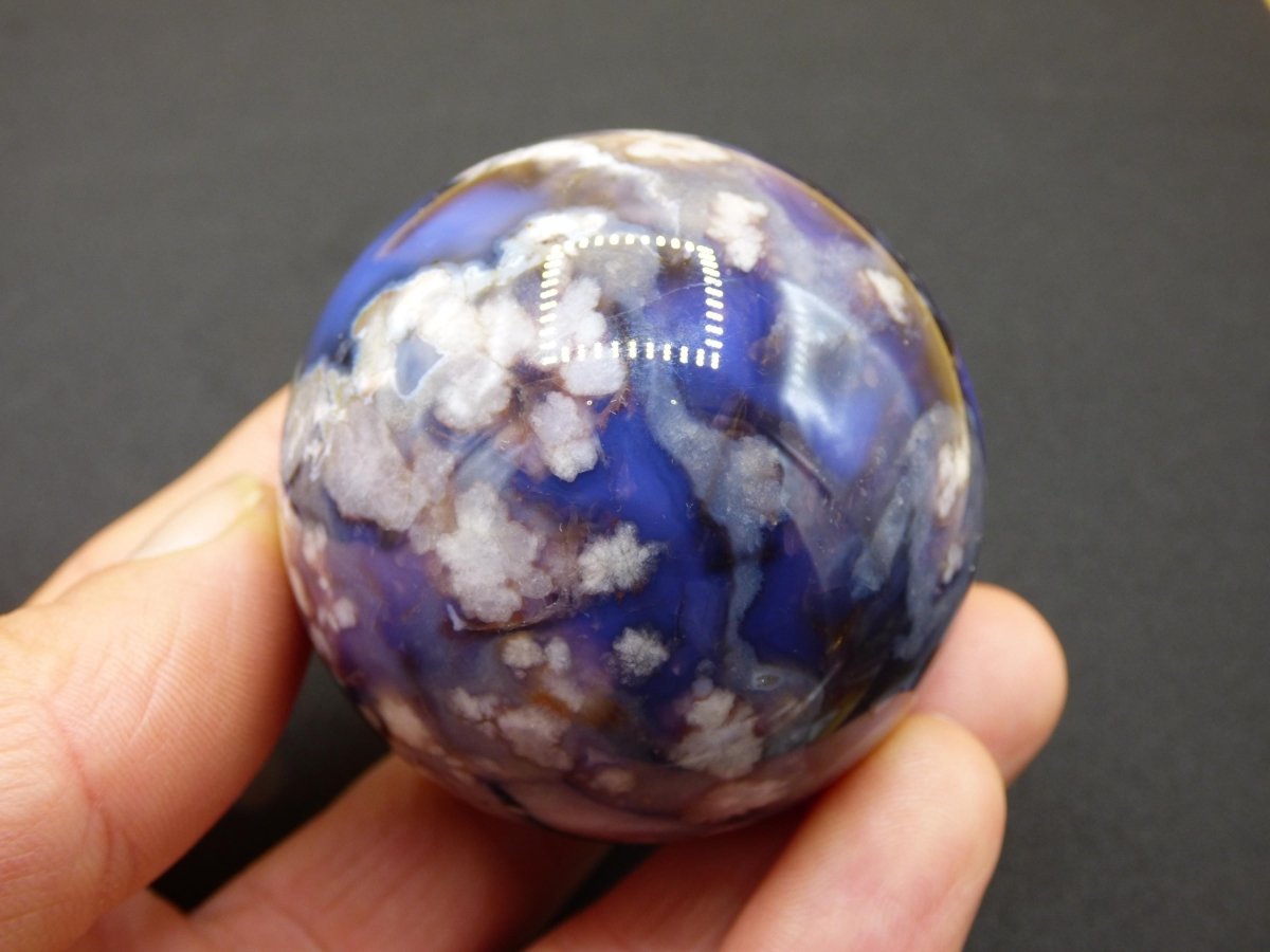 Blumen Achat blau Flower Blossom A - Edelstein Kugel Deko Kristall Sphere Meditation Heilstein Natur Geschenk Er Sie Mann Frau Selten Rarität - Art of Nature Berlin