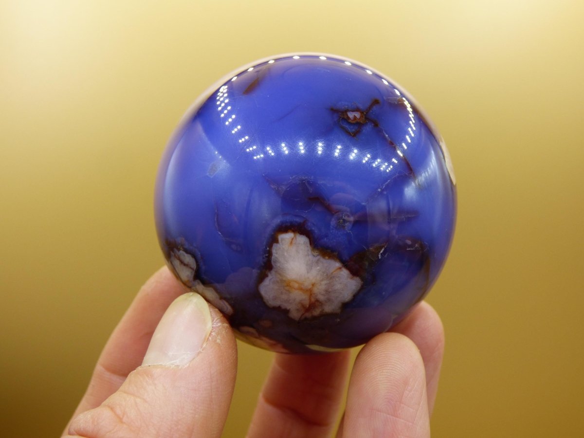 Blumen Achat blau Flower Blossom A - Edelstein Kugel Deko Kristall Sphere Meditation Heilstein Natur Geschenk Er Sie Mann Frau Selten Rarität - Art of Nature Berlin