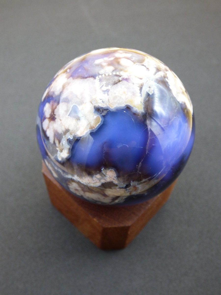 Blumen Achat blau Flower Blossom A - Edelstein Kugel Deko Kristall Sphere Meditation Heilstein Natur Geschenk Er Sie Mann Frau Selten Rarität - Art of Nature Berlin