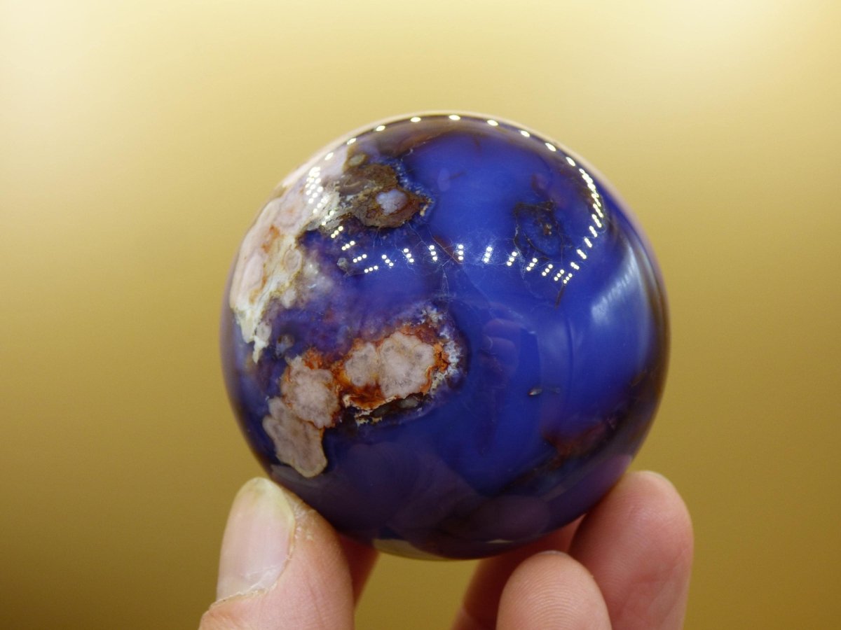 Blumen Achat blau Flower Blossom A - Edelstein Kugel Deko Kristall Sphere Meditation Heilstein Natur Geschenk Er Sie Mann Frau Selten Rarität - Art of Nature Berlin