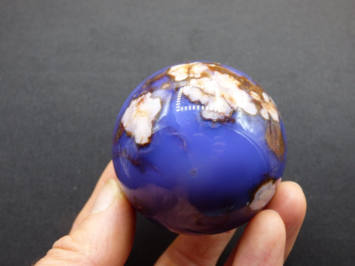 Blumen Achat blau Flower Blossom A - Edelstein Kugel Deko Kristall Sphere Meditation Heilstein Natur Geschenk Er Sie Mann Frau Selten Rarität - Art of Nature Berlin