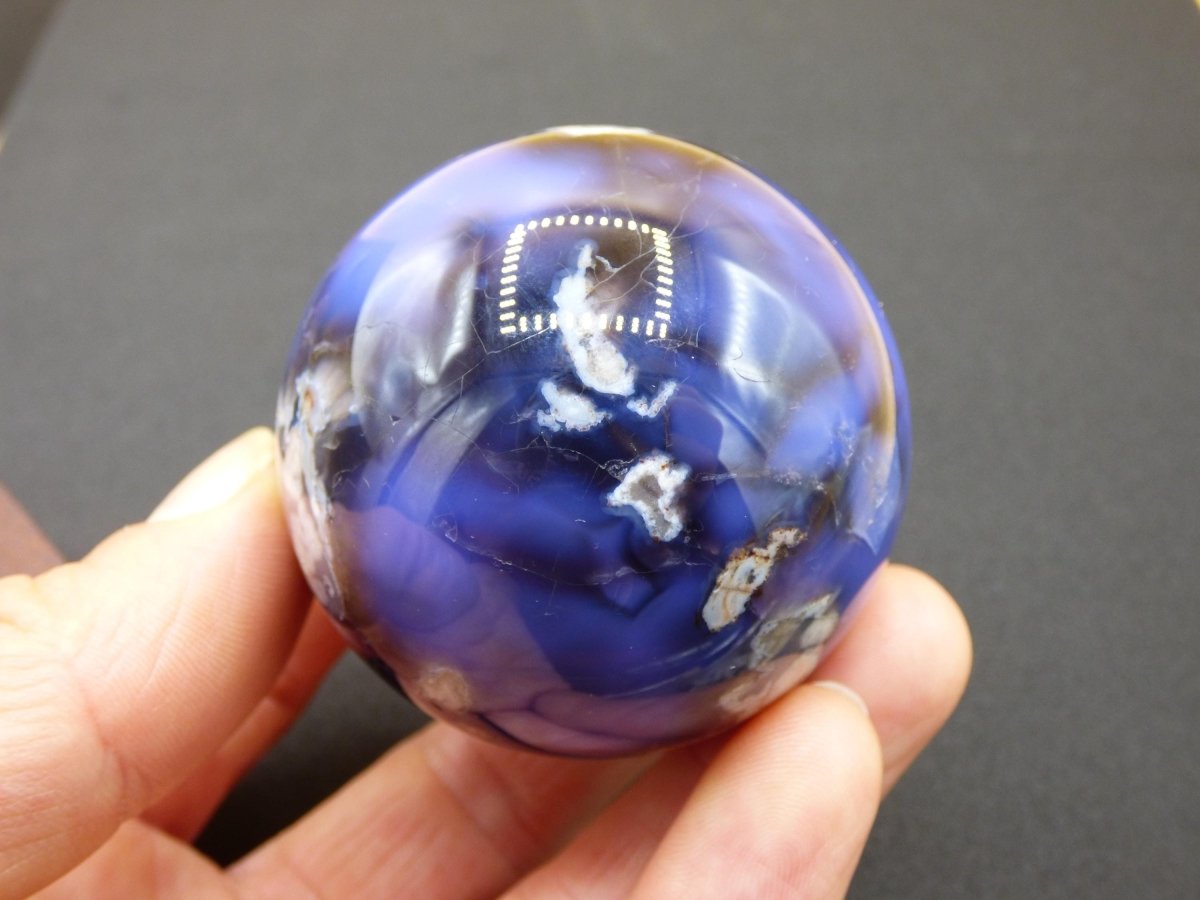 Blumen Achat blau Flower Blossom A - Edelstein Kugel Deko Kristall Sphere Meditation Heilstein Natur Geschenk Er Sie Mann Frau Selten Rarität - Art of Nature Berlin